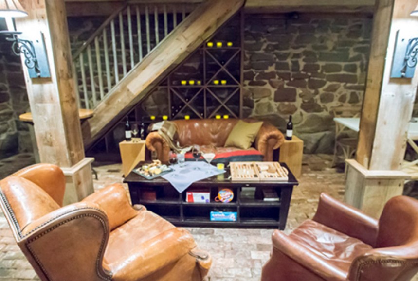 Lounging in the Speakeasy, with wine, cheese and backgammon